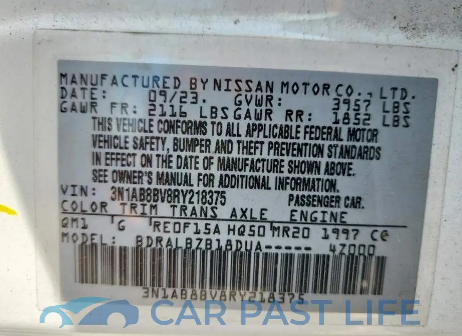 3N1AB8BV8RY218375# 12