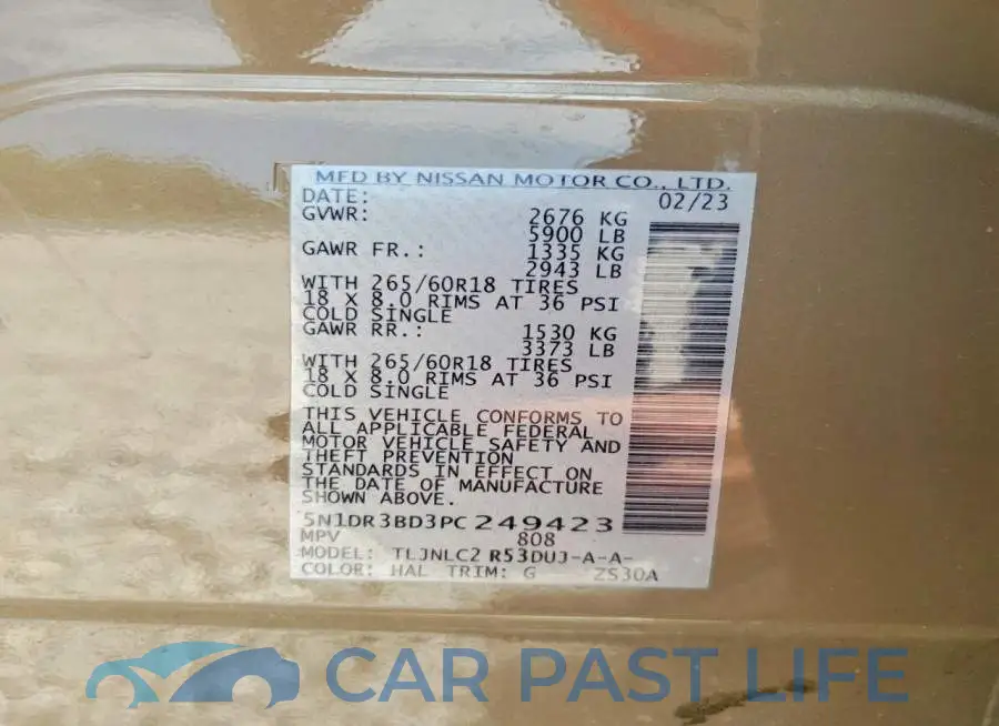 5N1DR3BD3PC249423# 14