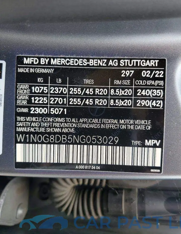 W1N0G8DB5NG053029# 13