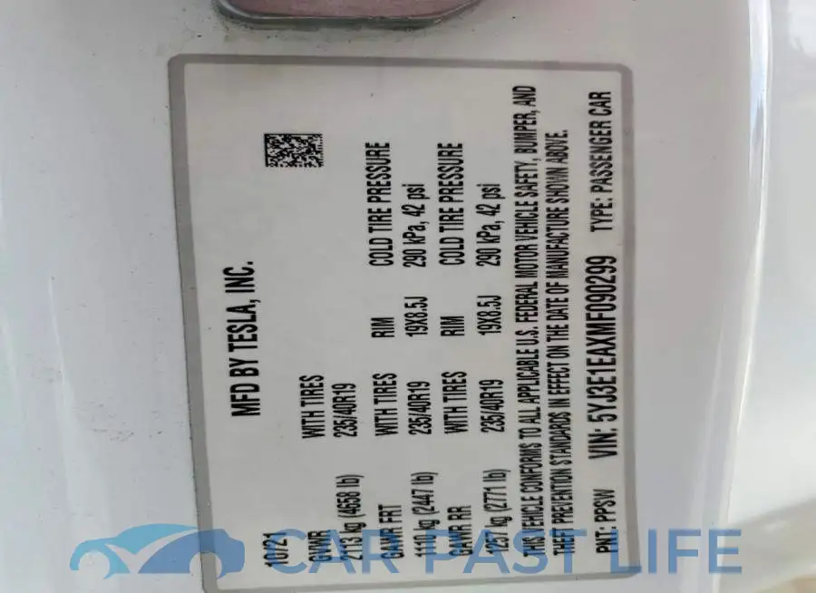 5YJ3E1EAXMF090299# 12