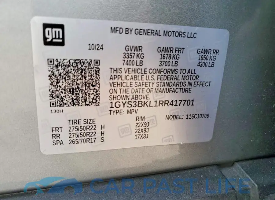 1GYS3BKL1RR417701# 12
