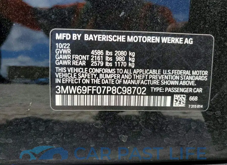 3MW69FF07P8C98702# 12