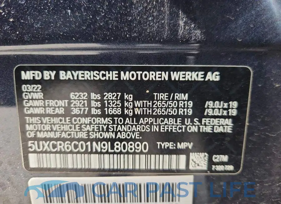 5UXCR6C01N9L80890# 13