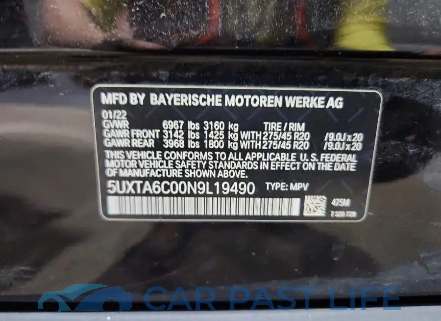 5UXTA6C00N9L19490# 13