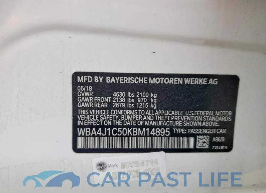 WBA4J1C50KBM14895# 12
