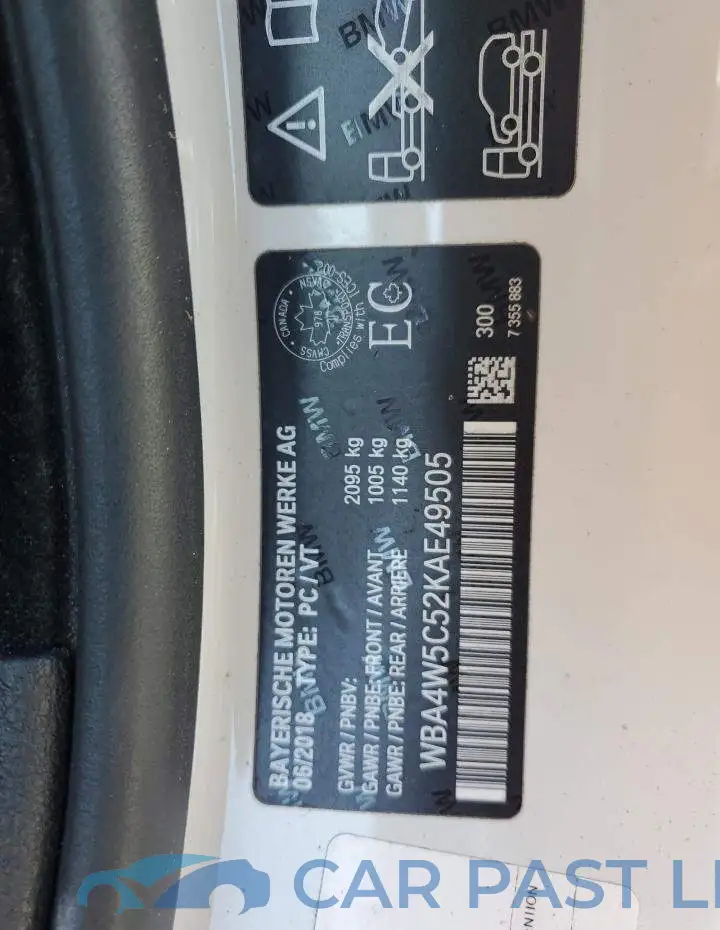 WBA4W5C52KAE49505# 12