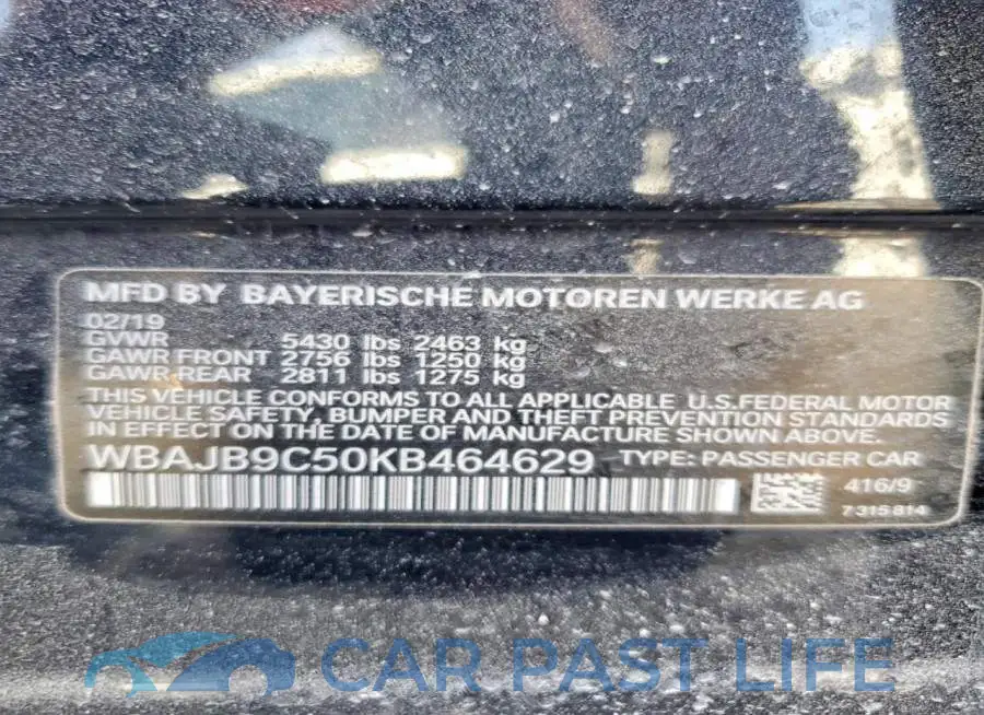WBAJB9C50KB464629# 13