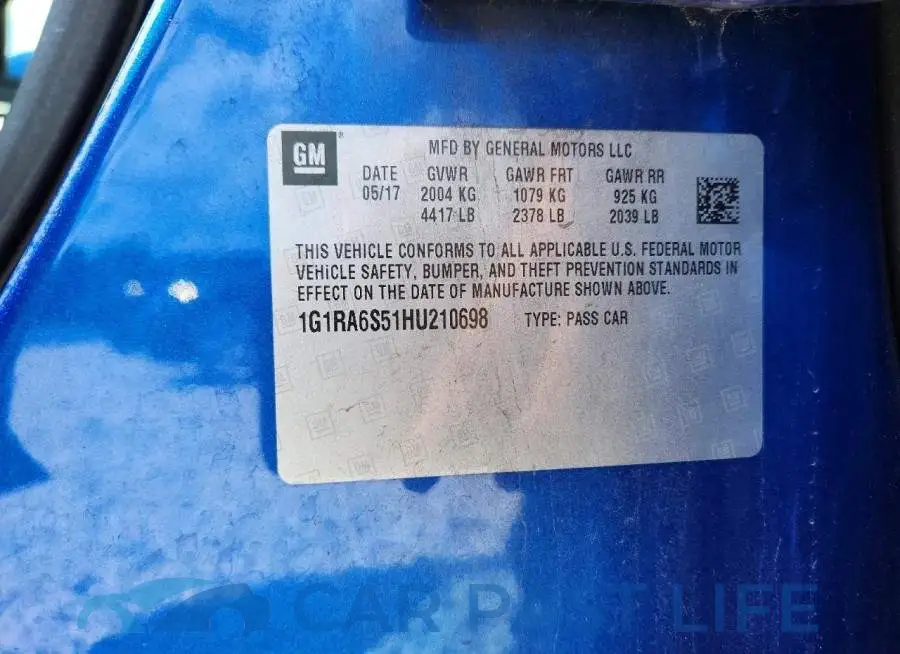 1G1RA6S51HU210698# 12