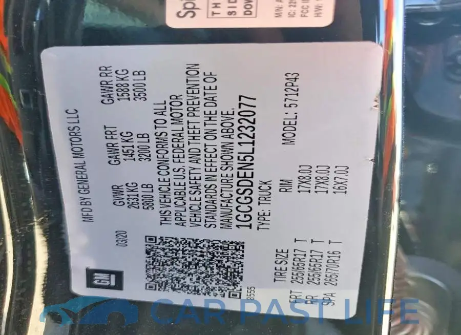 1GCGSDEN5L1232077# 12
