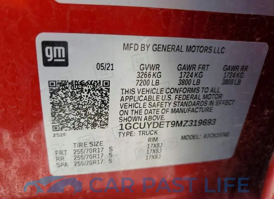 1GCUYDET9MZ319693# 12