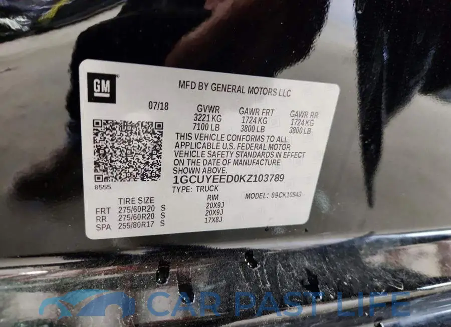 1GCUYEED0KZ103789# 12
