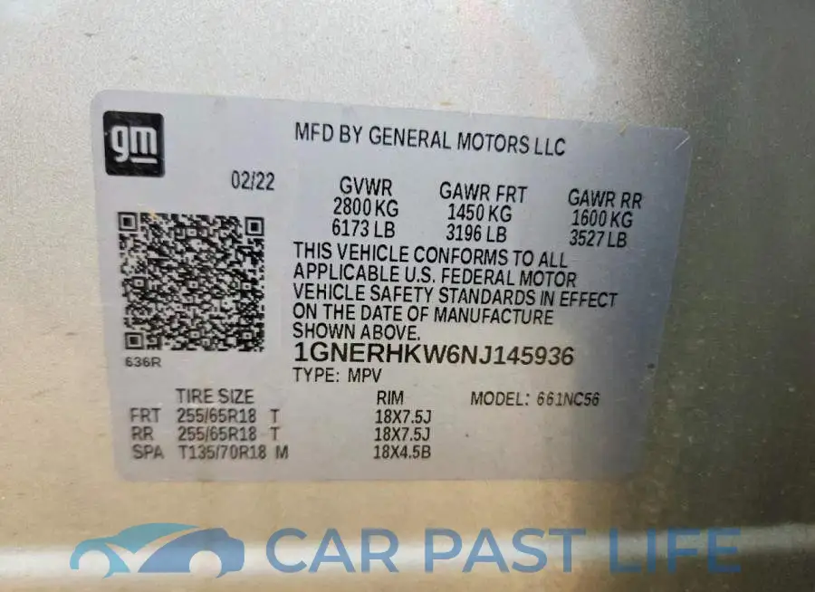 1GNERHKW6NJ145936# 14