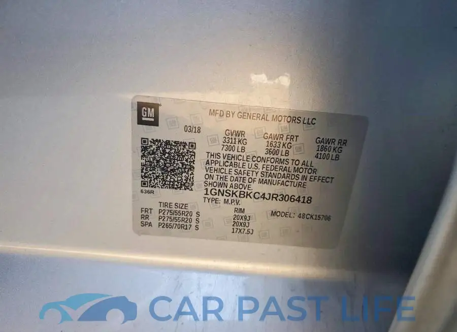 1GNSKBKC4JR306418# 13