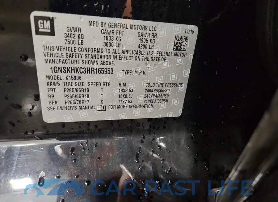 1GNSKHKC3HR165953# 13