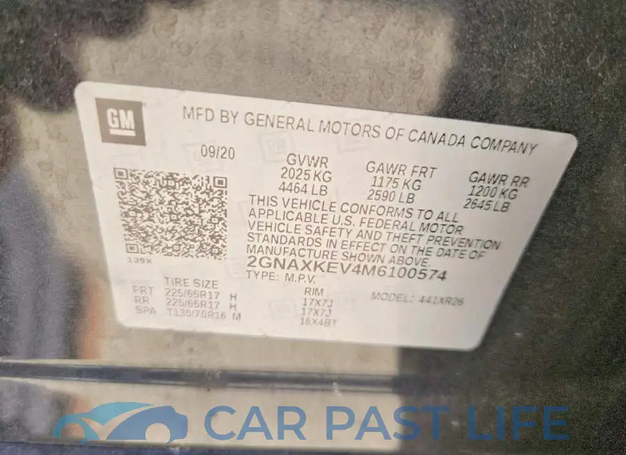 2GNAXKEV4M6100574# 13