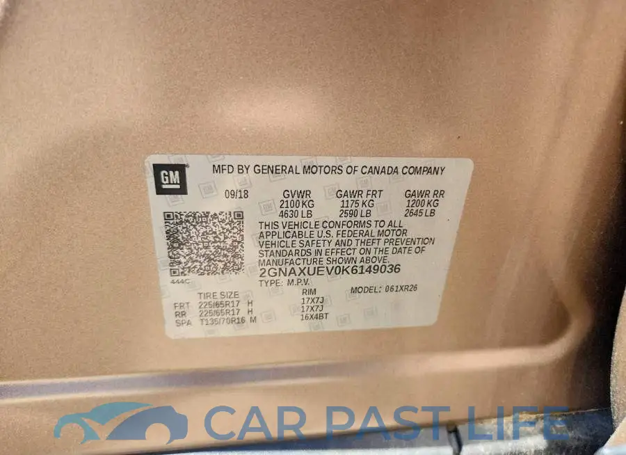 2GNAXUEV0K6149036# 13
