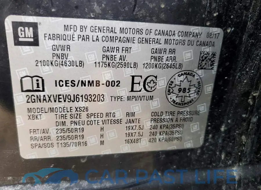 2GNAXVEV9J6193203# 13