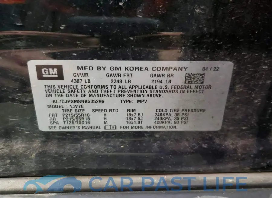 KL7CJPSM8NB535296# 13