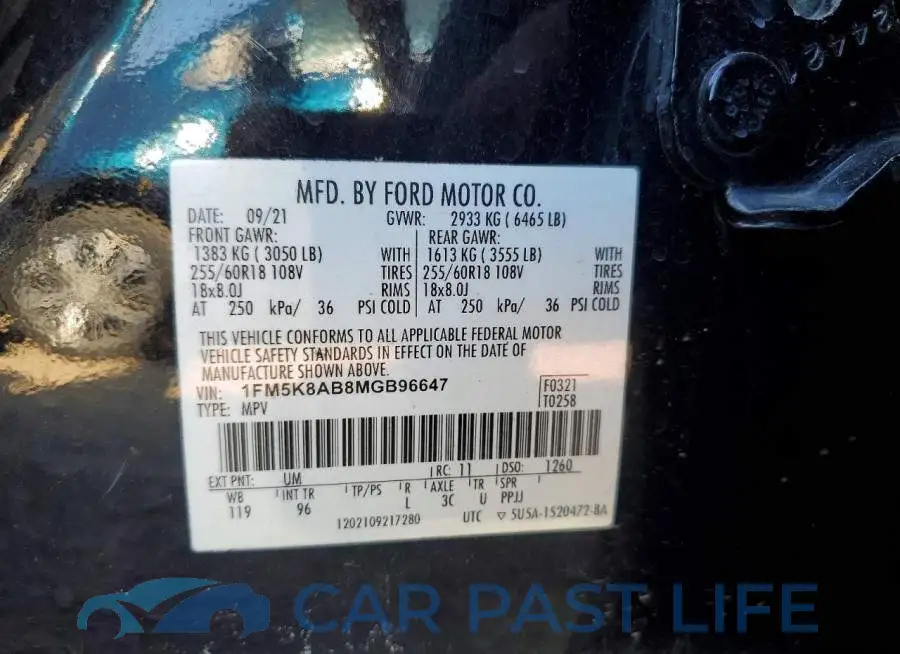 1FM5K8AB8MGB96647# 13