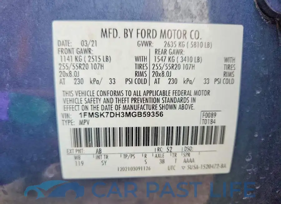 1FMSK7DH3MGB59356# 13