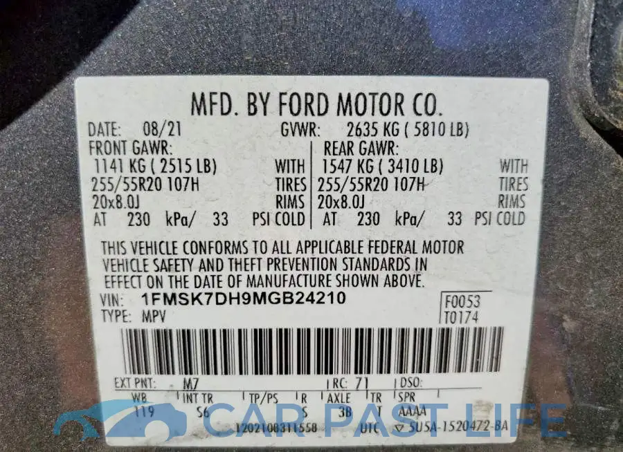 1FMSK7DH9MGB24210# 14