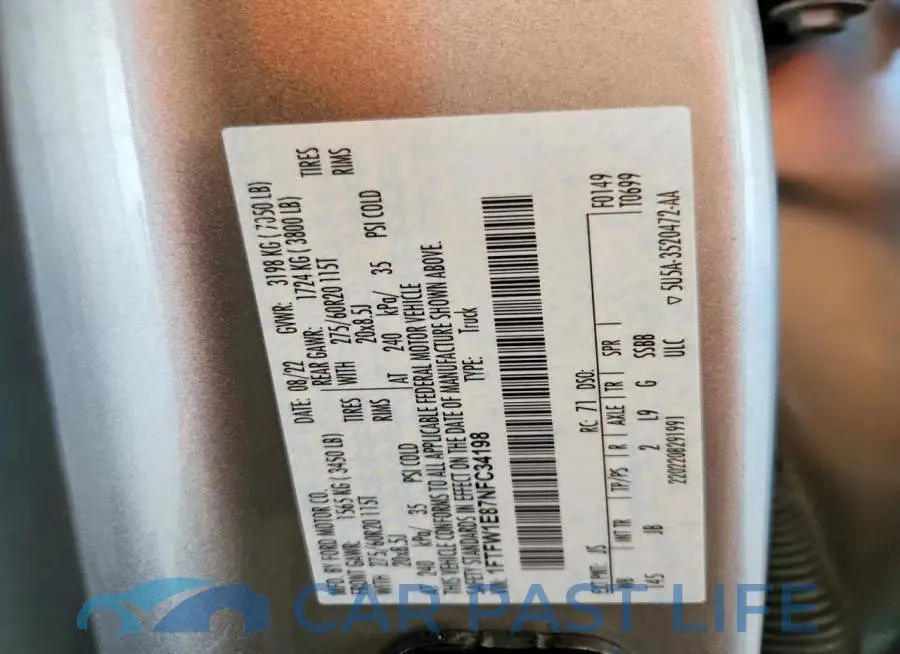 1FTFW1E87NFC34198# 12