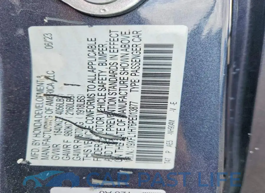 19XFL1H76PE013877# 12