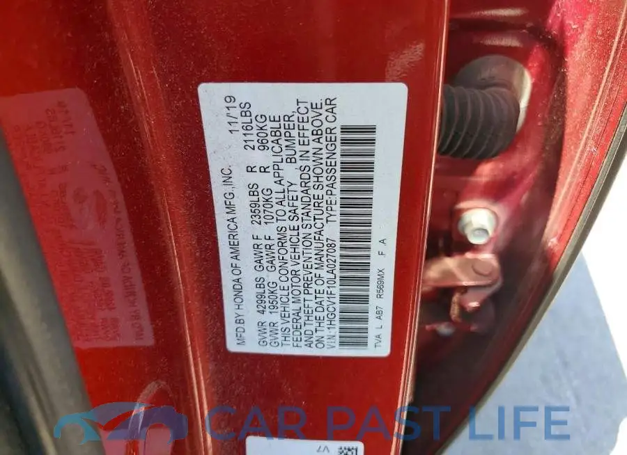 1HGCV1F10LA027087# 12