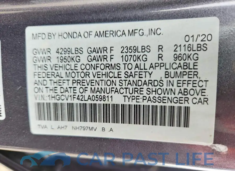 1HGCV1F42LA059811# 12