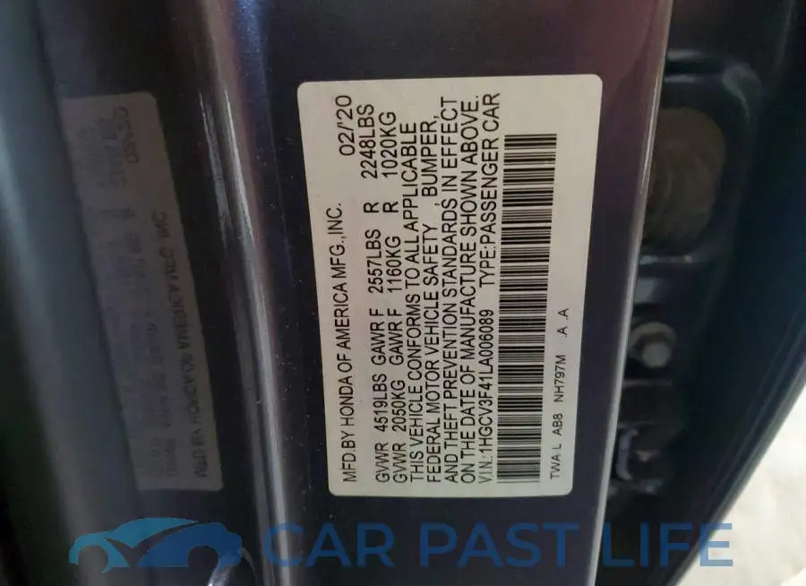 1HGCV3F41LA006089# 12