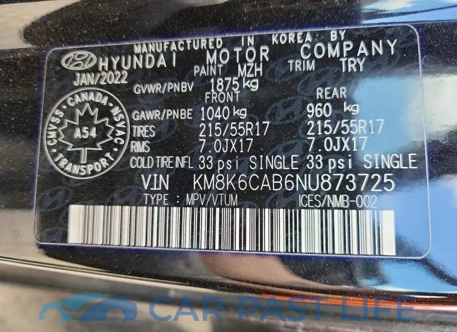 KM8K6CAB6NU873725# 13