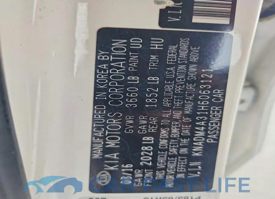 KNADM4A31H6063121# 13