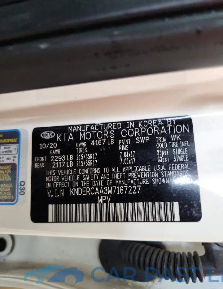 KNDERCAA3M7167227# 12