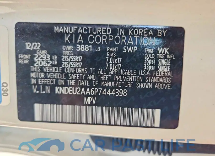 KNDEU2AA6P7444398# 13