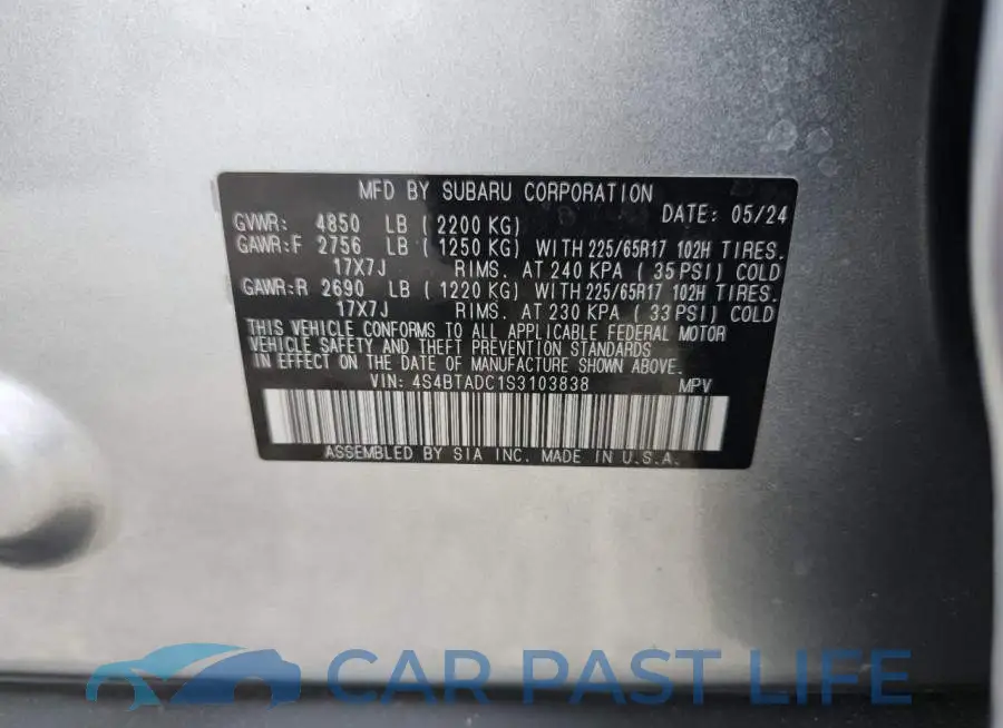 4S4BTADC1S3103838# 13