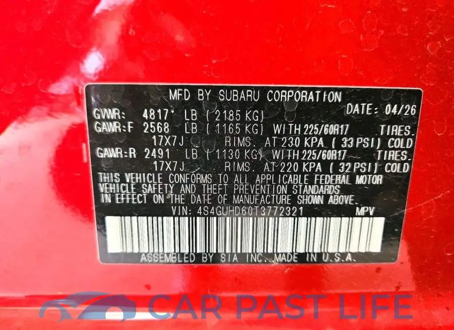4S4GUHD60T3772321# 12