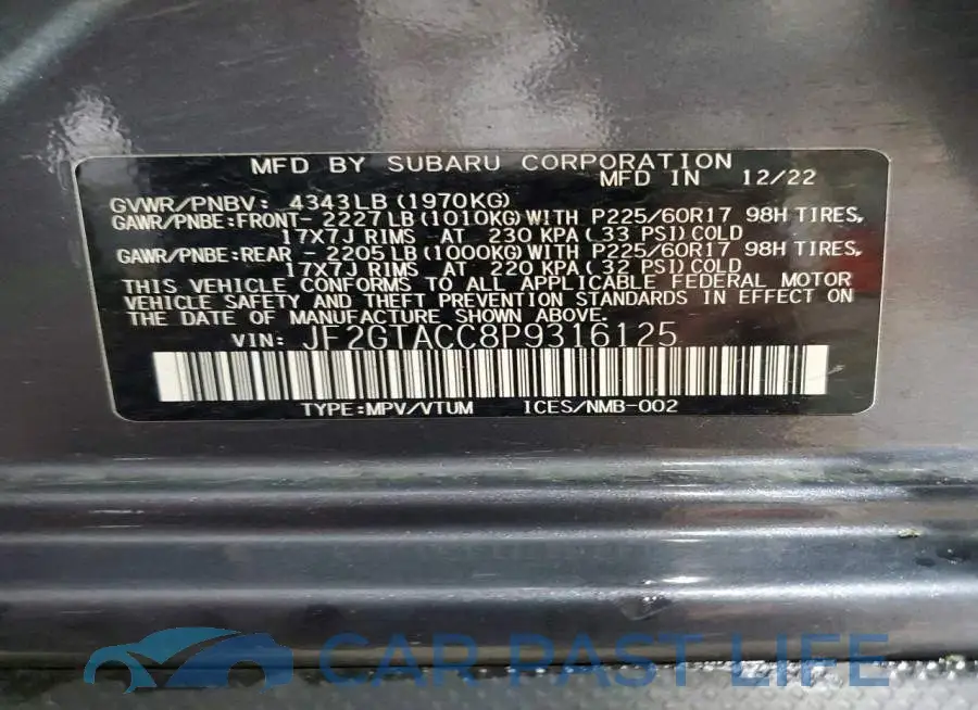 JF2GTACC8P9316125# 13