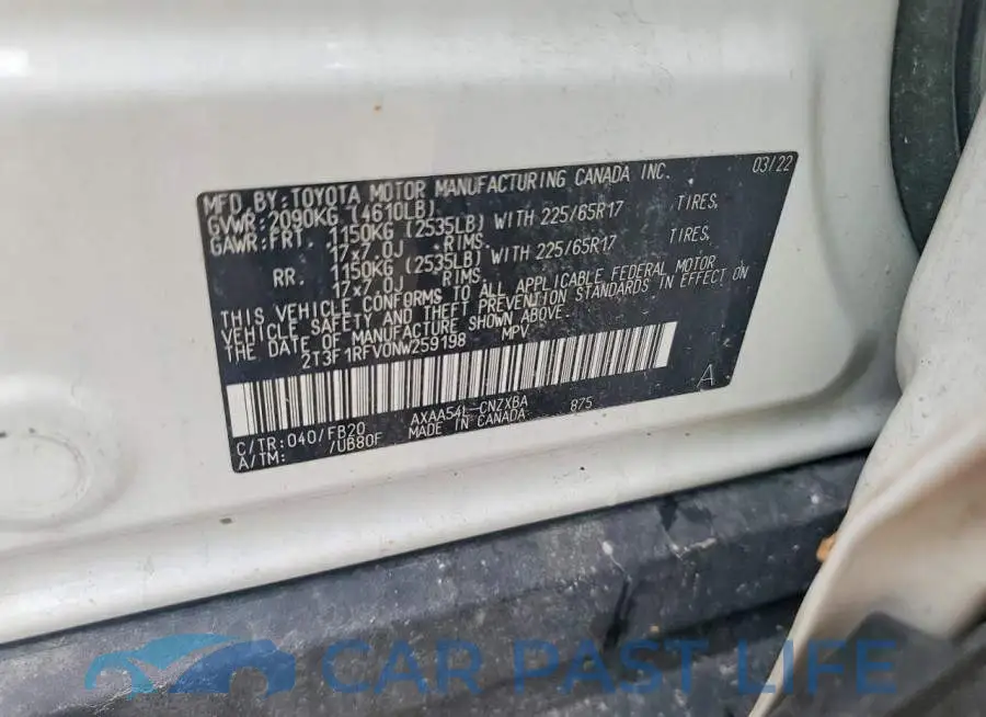 2T3F1RFV0NW259198# 13