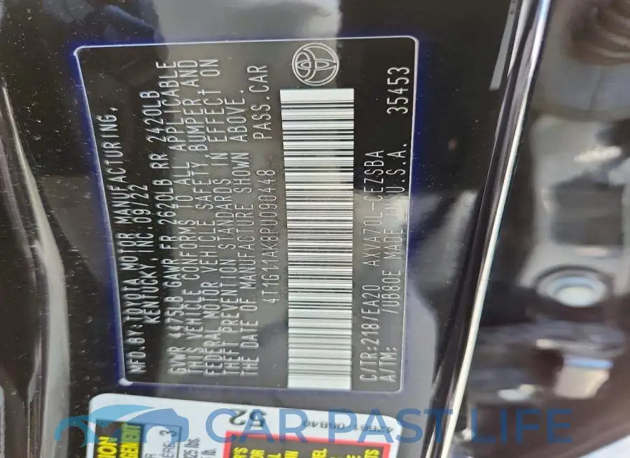 4T1G11AK8PU090448# 12