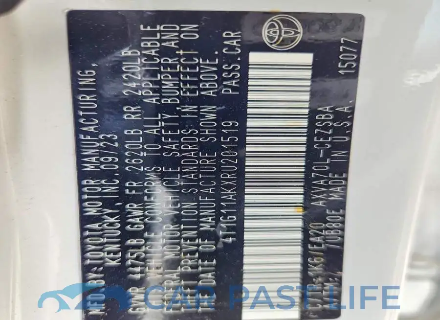 4T1G11AKXRU201519# 12