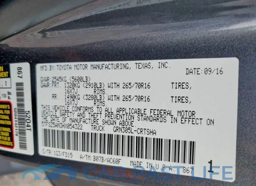 5TFSZ5AN3HX054322# 12