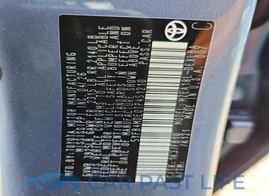 5YFB4MDE0TP451210# 12