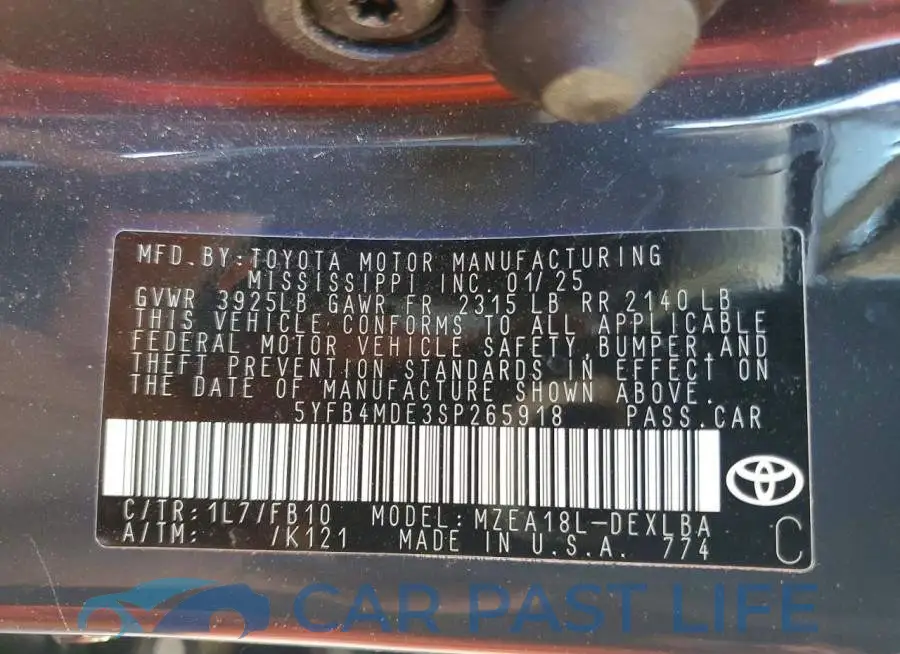 5YFB4MDE3SP265918# 12