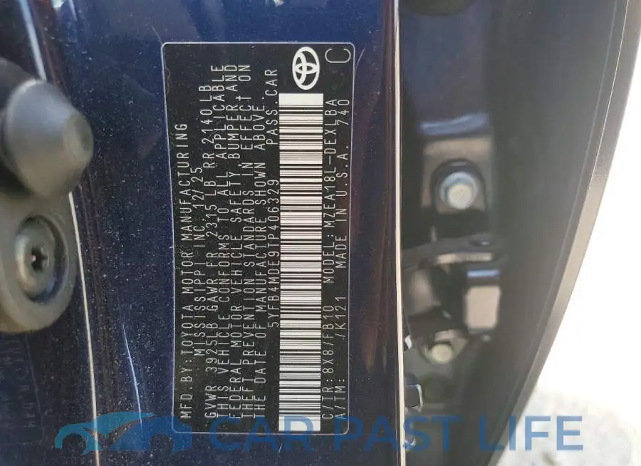 5YFB4MDE9TP406329# 12