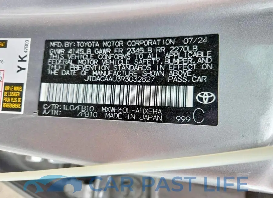JTDACAAU3R3032827# 12