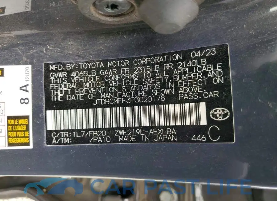 JTDBCMFE3P3020178# 12