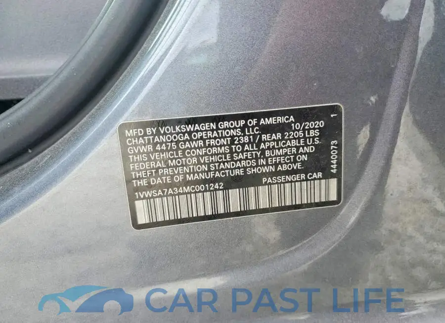 1VWSA7A34MC001242# 13
