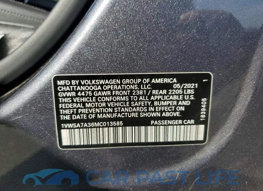 1VWSA7A36MC013585# 12