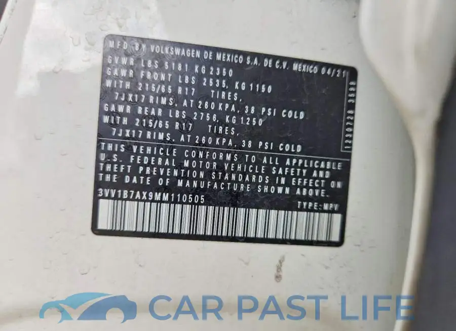 3VV1B7AX9MM110505# 13