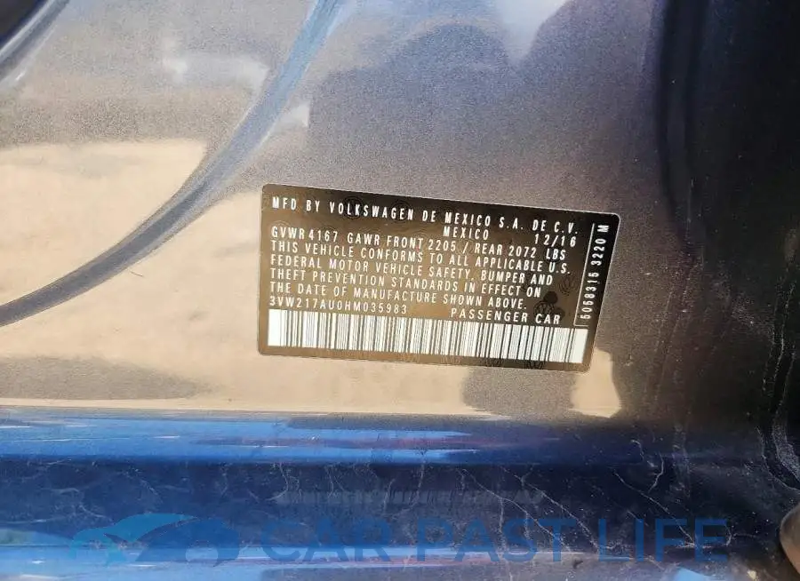 3VW217AU0HM035983# 12